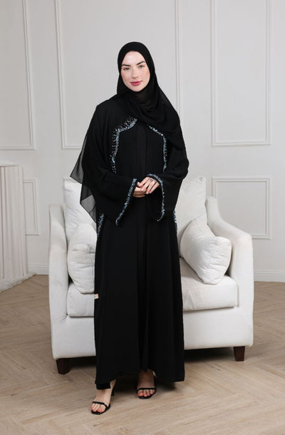 Blue Sparkling Waves Abaya - Rayaluxurypret