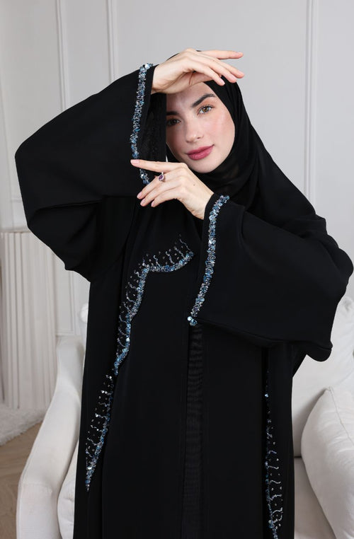 Blue Sparkling Waves Abaya - Rayaluxurypret