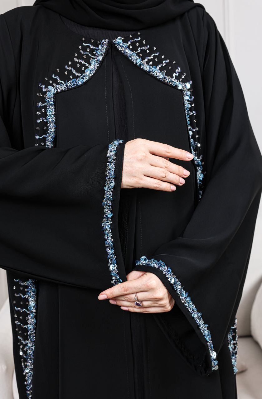 Blue Sparkling Waves Abaya - Rayaluxurypret